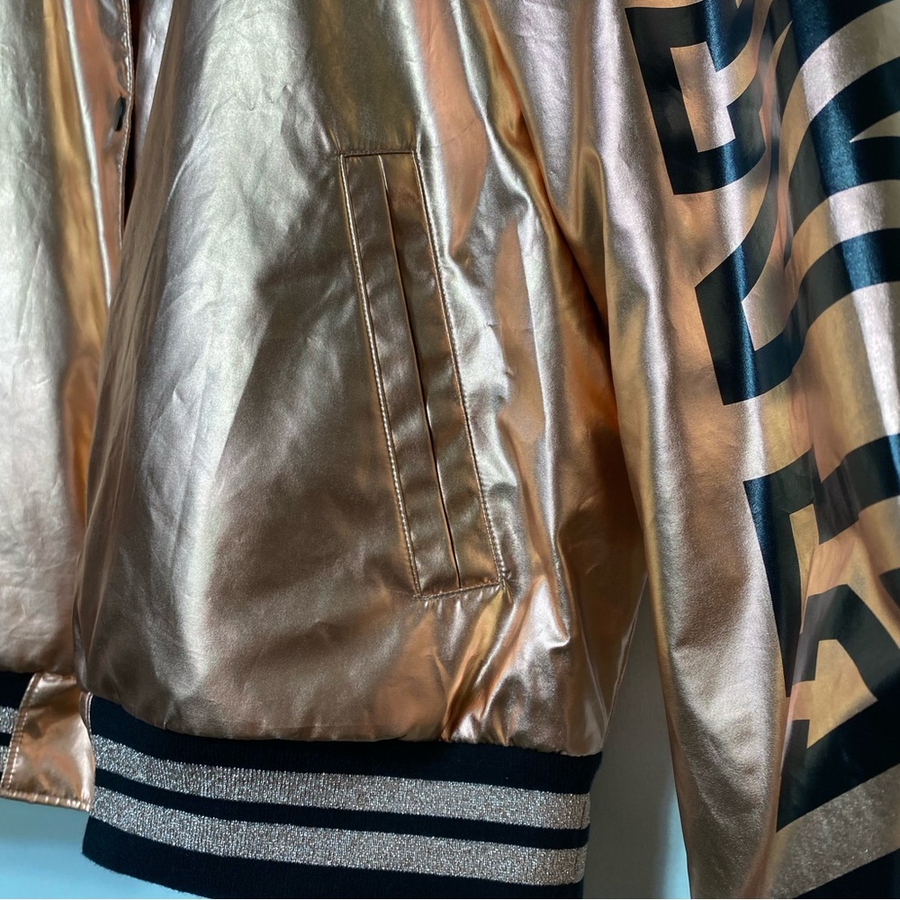PINK Victoria’s Secret Metallic Rose Gold Big Logo Long Sleeves Jacket, M/L - Picture 4 of 8